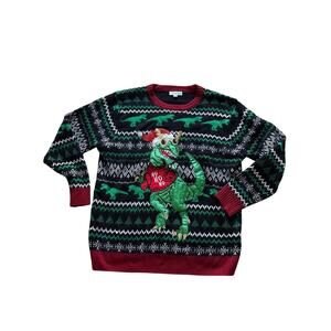 Holiday Hype T-Rex Christmas Sweater XL